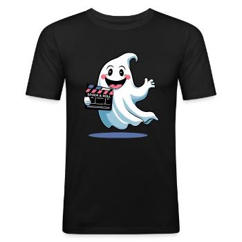 Design fantôme amusant - Spook & Roll - T-shirt près du corps Homme - noir - Devant - Nik (191cm)
