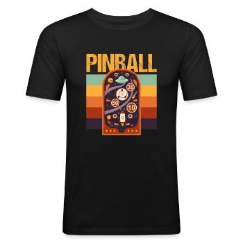 Flipper Liebe Retro Pinball Spiel Arcade Spieler - Männer Slim Fit T-Shirt - Schwarz - Vorne - Nik (191cm)