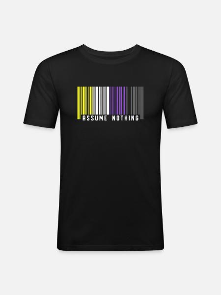 Nonbinary | Non-Binary Pride Barcode Flag - Men's Slim Fit T-Shirt - black