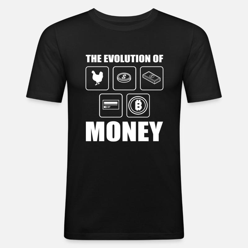 Bitcoin Evolution - Männer Slim Fit T-Shirt - Schwarz