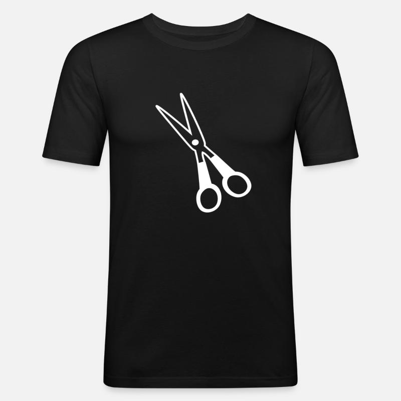 Schere - Männer Slim Fit T-Shirt - Schwarz