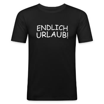 Endlich Urlaub - Männer Slim Fit T-Shirt - Schwarz - Vorne - Nik (191cm)