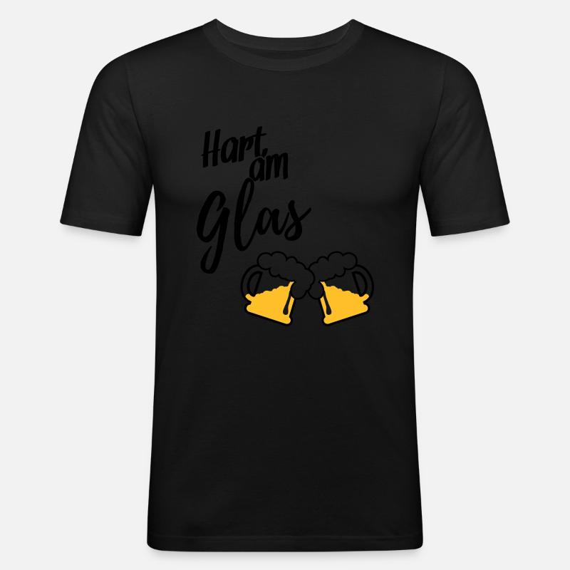 Hart am Glas - Männer Slim Fit T-Shirt - Schwarz