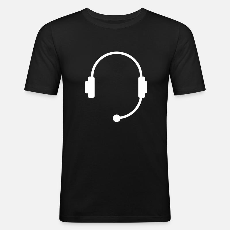 Kopfhörer Ohrhörer Headset Geschenk - Männer Slim Fit T-Shirt - Schwarz