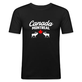 Canada Montréal - T-shirt près du corps Homme - noir - Devant - Nik (191cm)