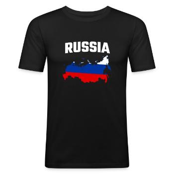 RUSSIA - Männer Slim Fit T-Shirt - Schwarz - Vorne - Nik (191cm)