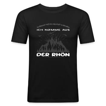 Ich bin ein echter Rhöner und kenne jeden Weg! - Männer Slim Fit T-Shirt - Schwarz - Vorne - Nik (191cm)