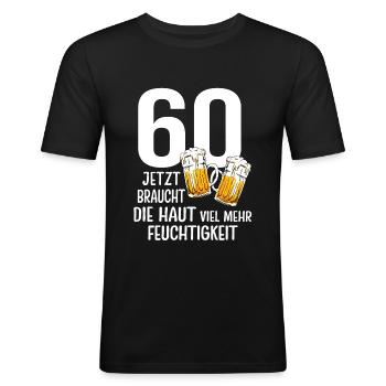 60. Geburtstag Männer Geschenk Bier Humor - Männer Slim Fit T-Shirt - Schwarz - Vorne - Nik (191cm)