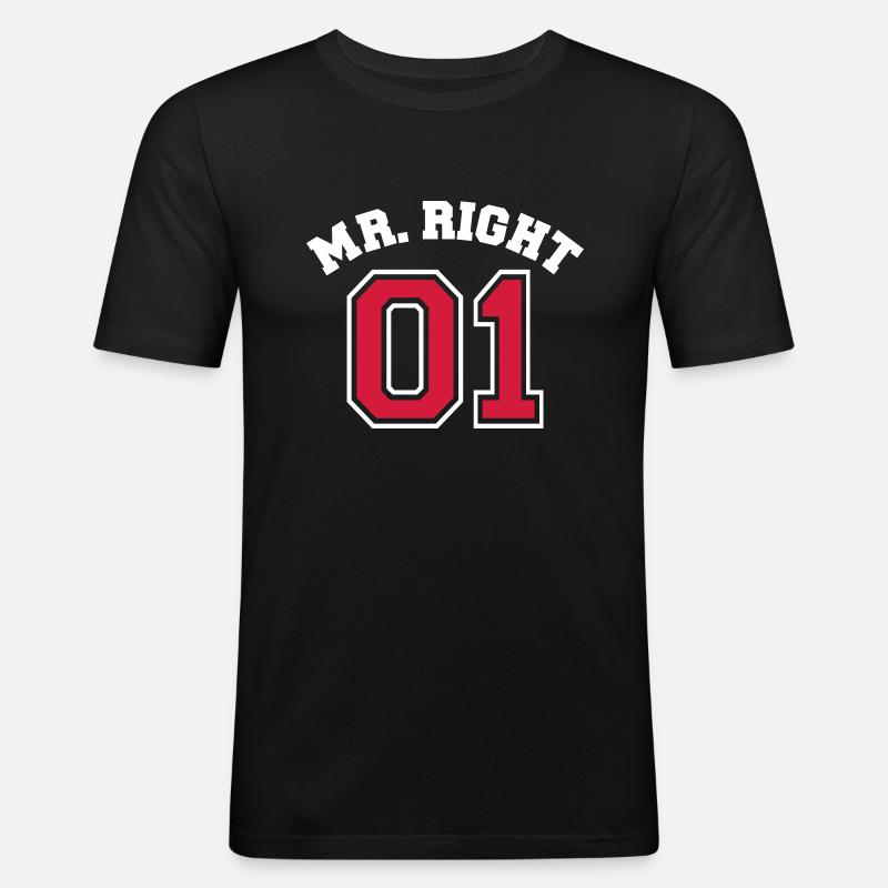 Mr. Right 01 - Männer Slim Fit T-Shirt - Schwarz