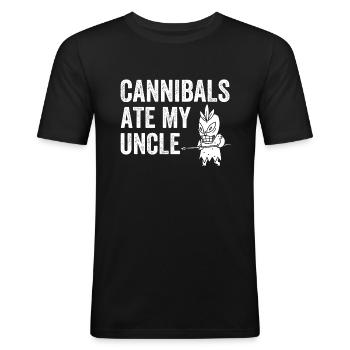 Cannibals Ate My Uncle - Men's Slim Fit T-Shirt - black - Front - Nik (191cm)
