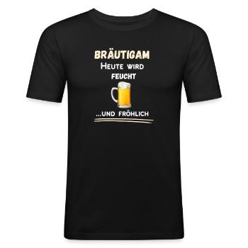 Junggesellenabschied Bräutigam feucht und fröhlich - Männer Slim Fit T-Shirt - Schwarz - Vorne - Nik (191cm)