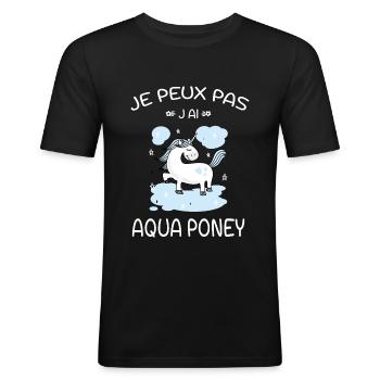 Je Peux Pas J'ai Aqua Poney - T-shirt près du corps Homme - noir - Devant - Nik (191cm)