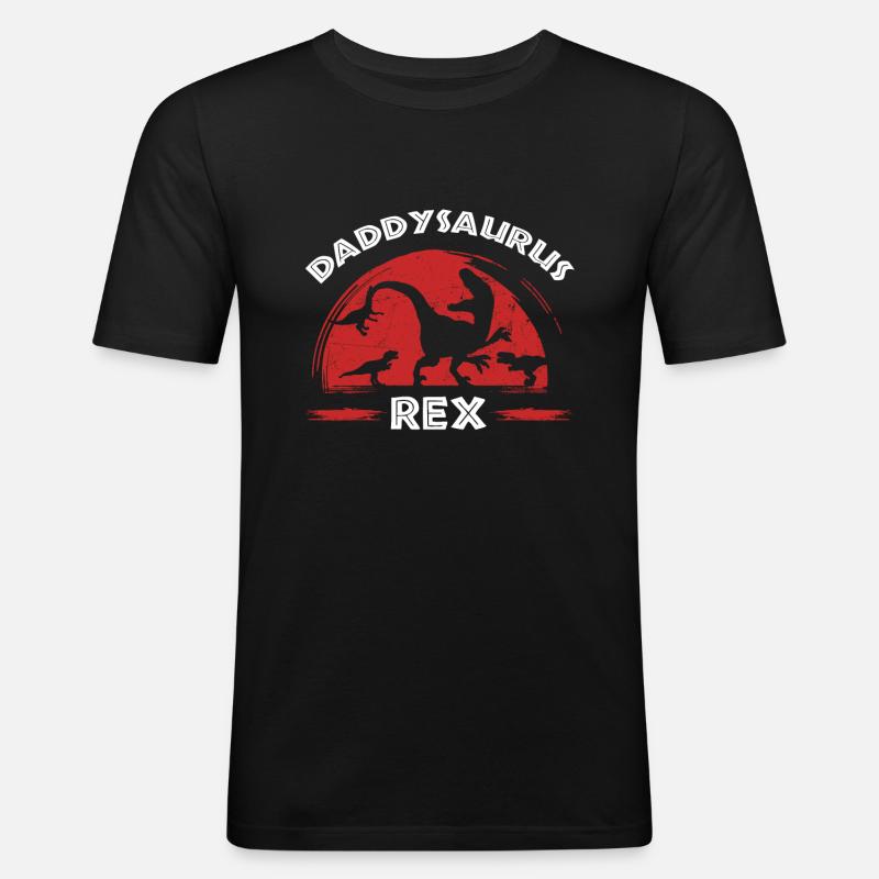Daddysaurus Rex - Männer Slim Fit T-Shirt - Schwarz