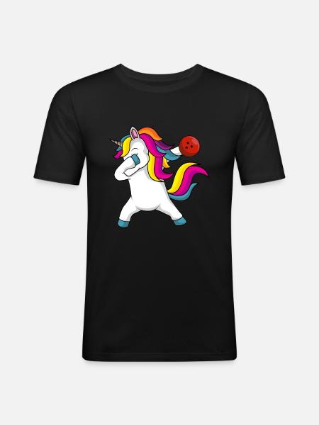 Bowling licorne - T-shirt près du corps Homme - noir