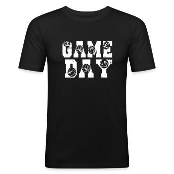 Volleyball Game Day Gift Volleyball Match Day - Men's Slim Fit T-Shirt - black - Front - Nik (191cm)