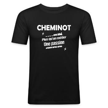 Cheminot - T-shirt près du corps Homme - noir - Devant - Nik (191cm)