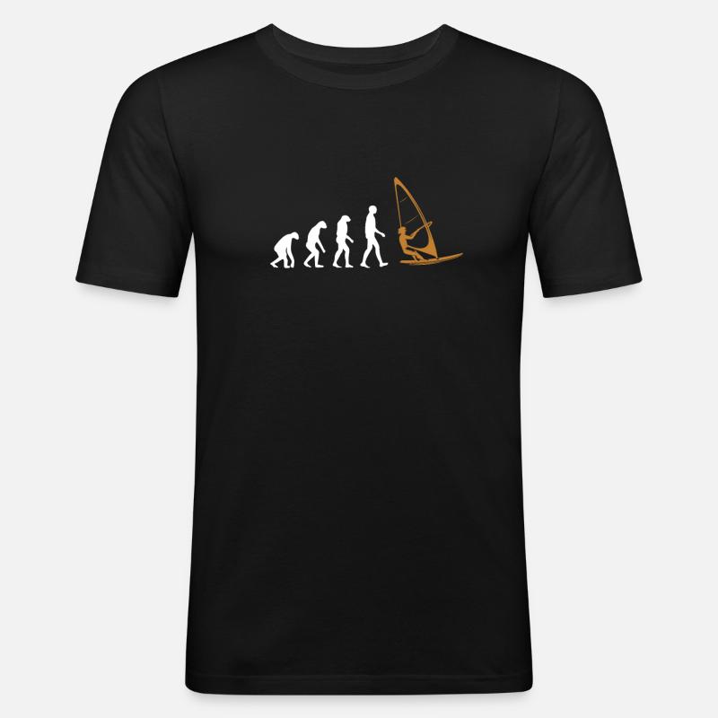 Surfeur Evolution Surfeur Windsurf Windsurfing - T-shirt près du corps Homme - noir