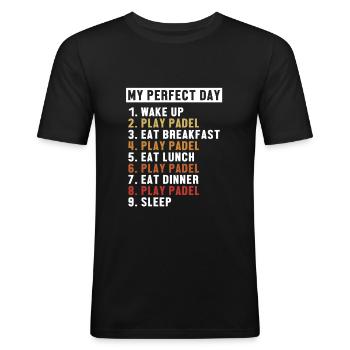 Padel Perfect Day Paddle Tennis Paddleball Padel - Männer Slim Fit T-Shirt - Schwarz - Vorne - Nik (191cm)