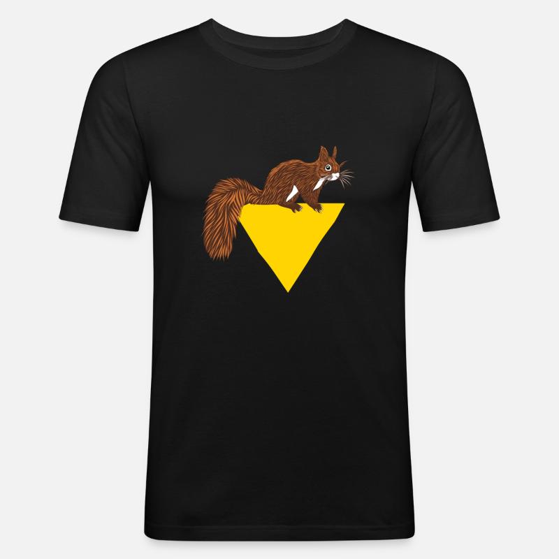 Squirrel Fuchshörnchen Grauhörnchen Eichhörnchen - Männer Slim Fit T-Shirt - Schwarz