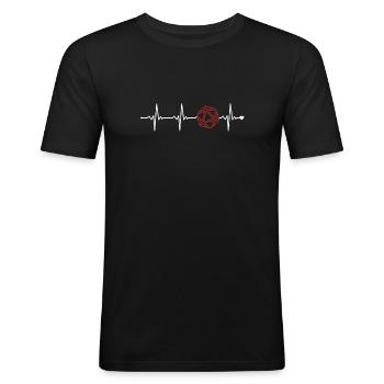 Pen and Paper Heartbeat PnP RPG Rollenspiel Pen - Männer Slim Fit T-Shirt - Schwarz - Vorne - Nik (191cm)