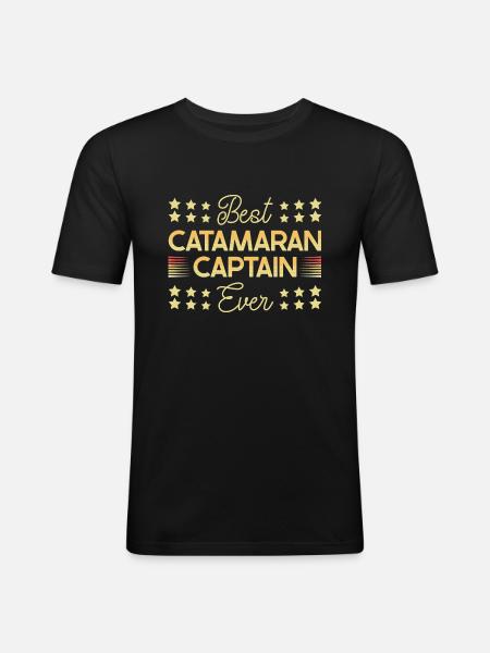 Catamaran Sailing Sailor Best Catamaran Captain - Men's Slim Fit T-Shirt - black