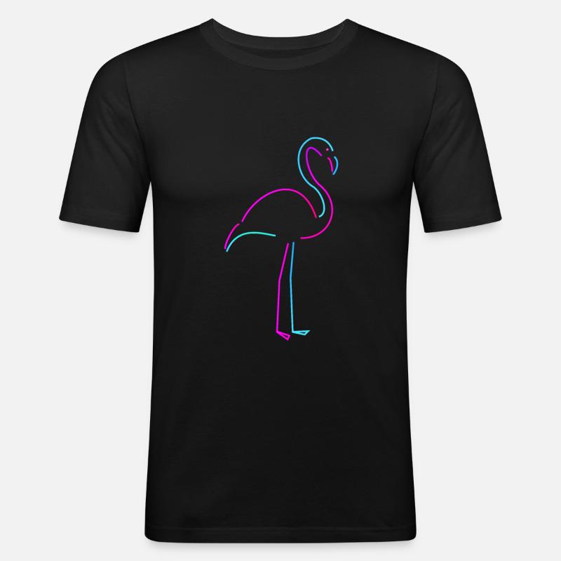 flamingo - Männer Slim Fit T-Shirt - Schwarz