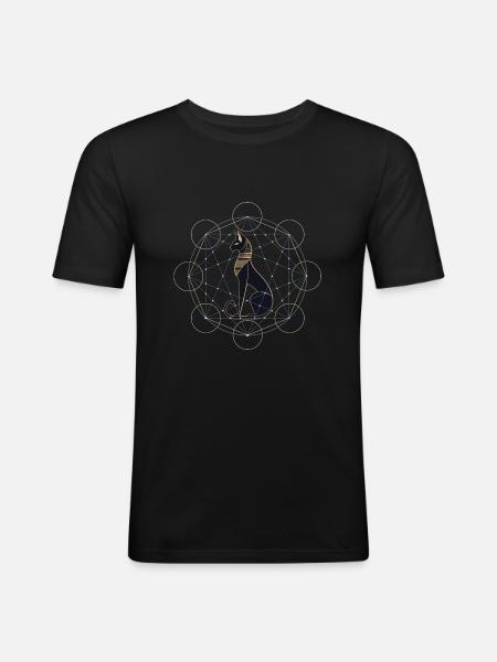 Egyptisk kat hellig geometri - Herre Slim Fit T-Shirt - sort
