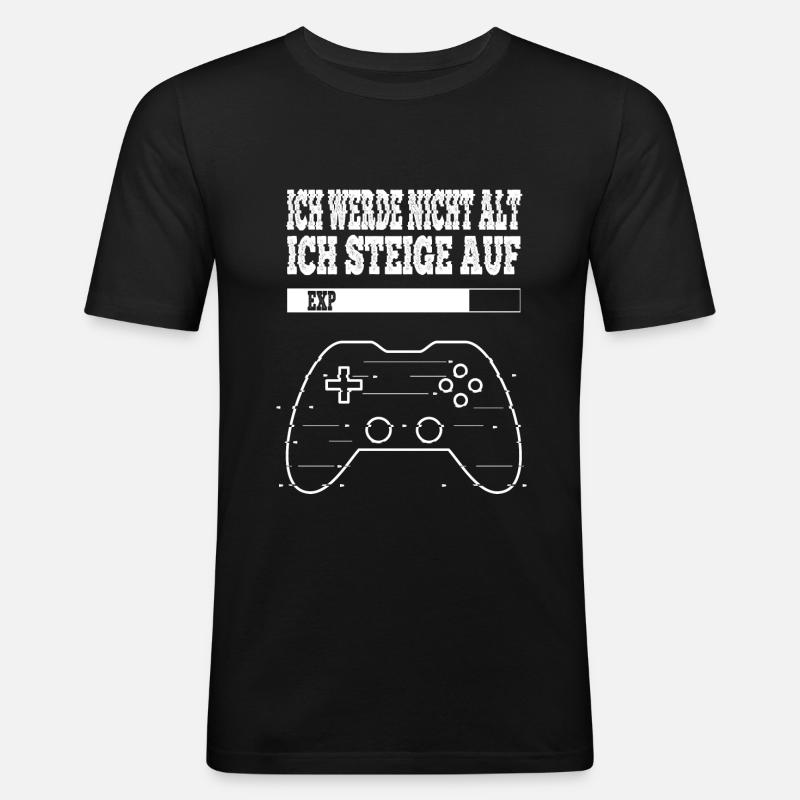 LVL UP - Männer Slim Fit T-Shirt - Schwarz