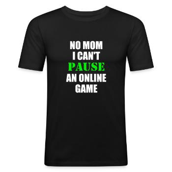 Online Game - Männer Slim Fit T-Shirt - Schwarz - Vorne - Nik (191cm)