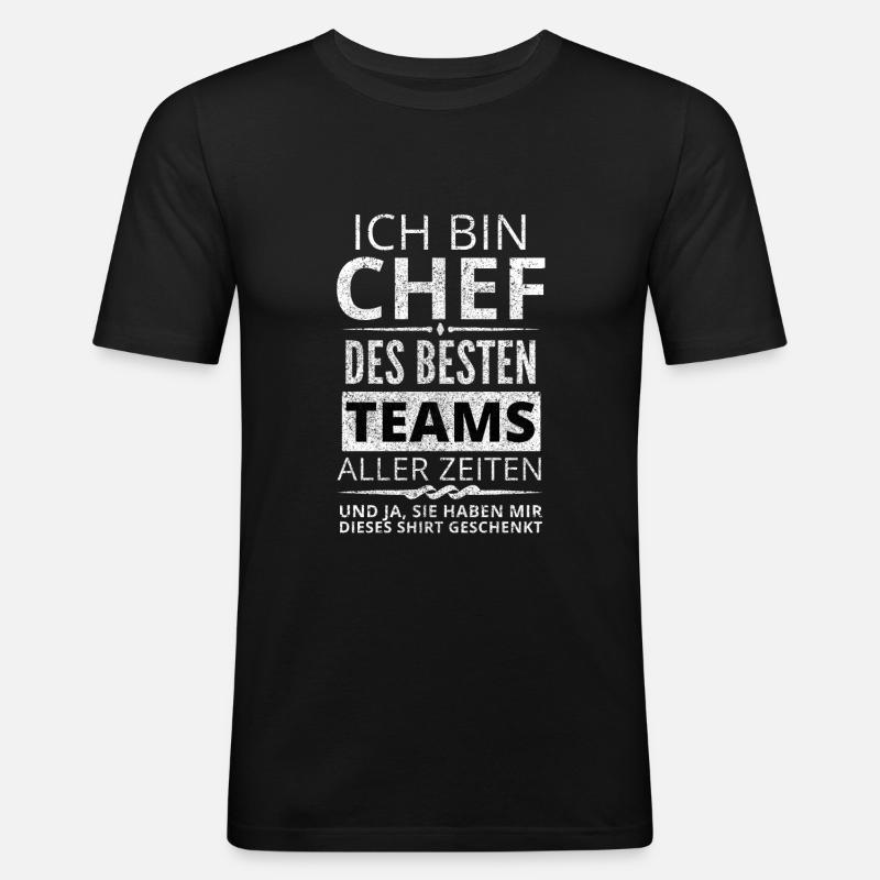 Chef Lustig Geschenk Team - Männer Slim Fit T-Shirt - Schwarz