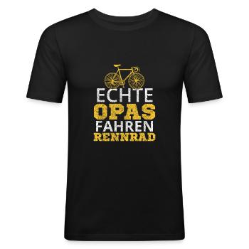 Echte Opas fahren Rennrad - Männer Slim Fit T-Shirt - Schwarz - Vorne - Nik (191cm)