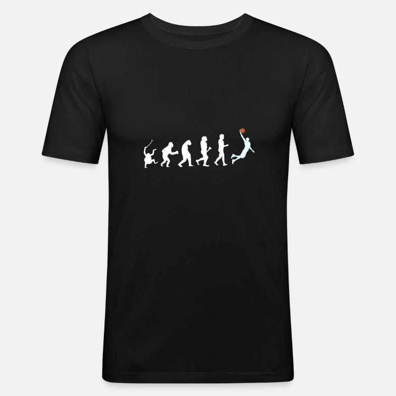 Basketball Evolution - Männer Slim Fit T-Shirt - Schwarz