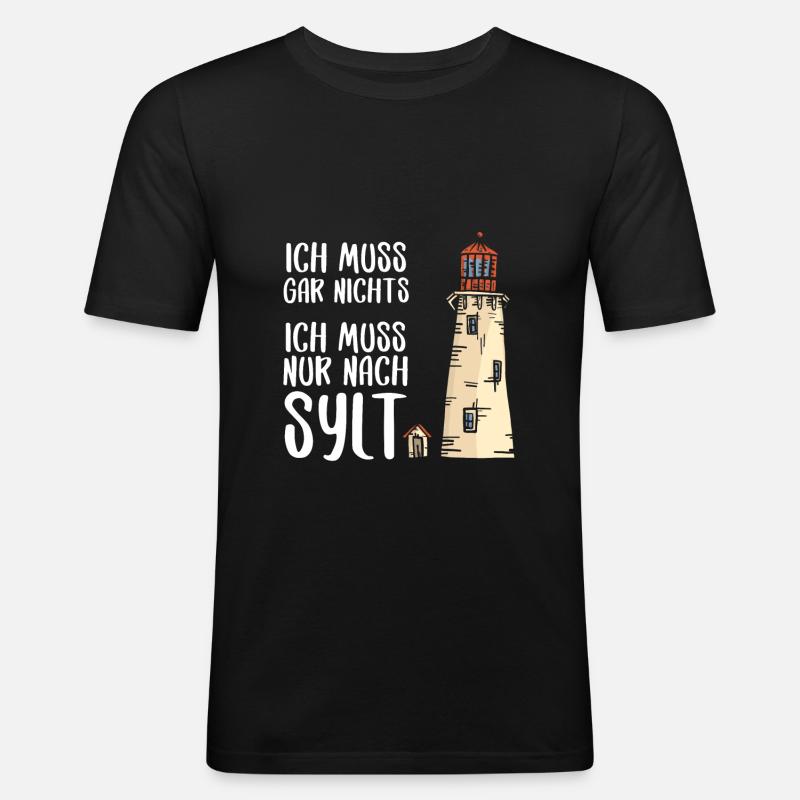 Insel Sylt Urlaub Geschenkidee - Männer Slim Fit T-Shirt - Schwarz
