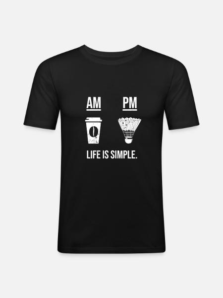 Badminton and coffee - Men's Slim Fit T-Shirt - black
