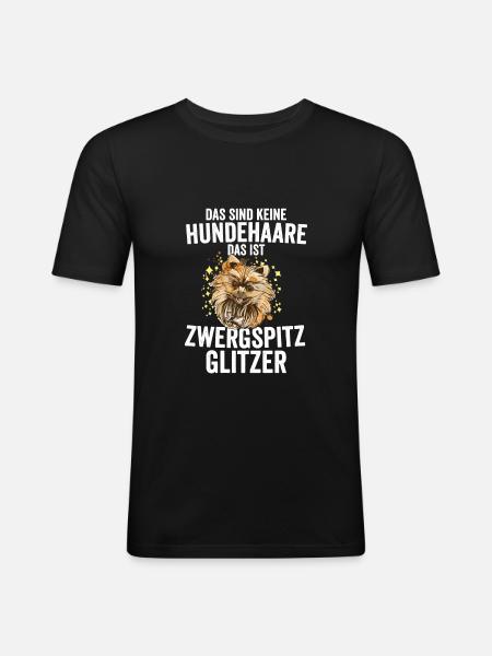 Zwergspitz Hundebesitzer Geschenk - Männer Slim Fit T-Shirt - Schwarz