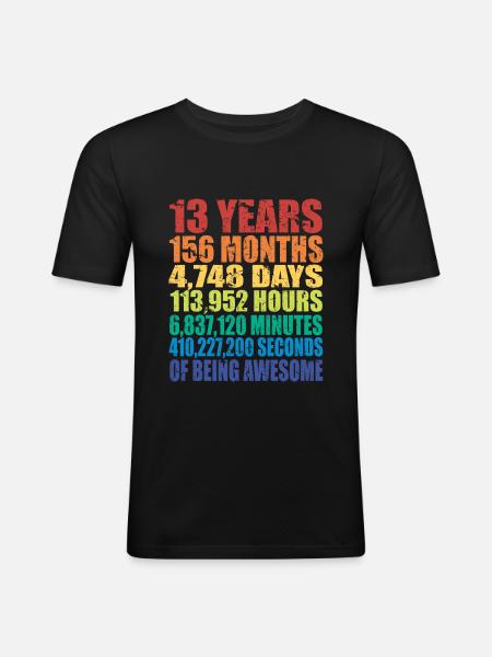 13e verjaardagscadeau, jongens meisjes tieners, 13 jaar oud - Mannen slim fit T-shirt - zwart
