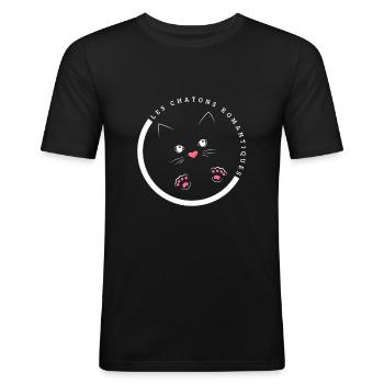 ROMANTISCHE KNITCHES - Männer Slim Fit T-Shirt - Schwarz - Vorne - Nik (191cm)