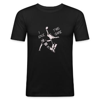 Football Spruch I love this game Catch Receiver - Männer Slim Fit T-Shirt - Schwarz - Vorne - Nik (191cm)