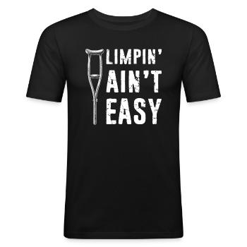 Gebrochenes Bein Spruch - Fraktur Gipsbein - Männer Slim Fit T-Shirt - Schwarz - Vorne - Nik (191cm)