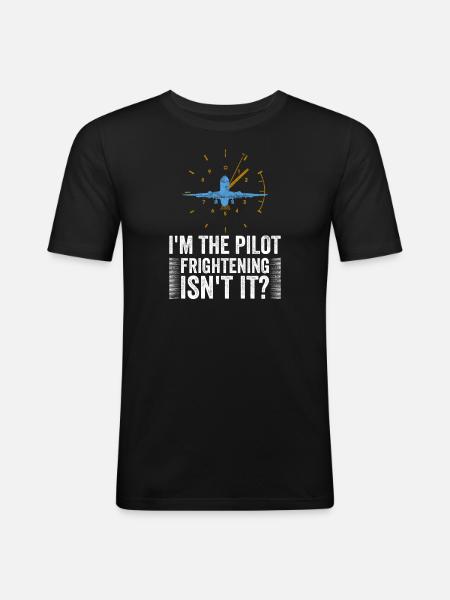 Pilot Captain Saying Airplane Fly - Men's Slim Fit T-Shirt - black