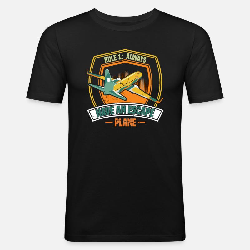 Fluggesellschaft Pilot Flugkapitän Spruch - Männer Slim Fit T-Shirt - Schwarz