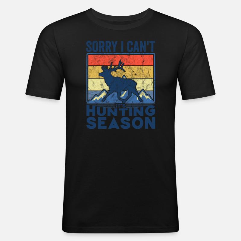 HIrschgeweih Hirschjagd Jagd Jagdsaison - Männer Slim Fit T-Shirt - Schwarz