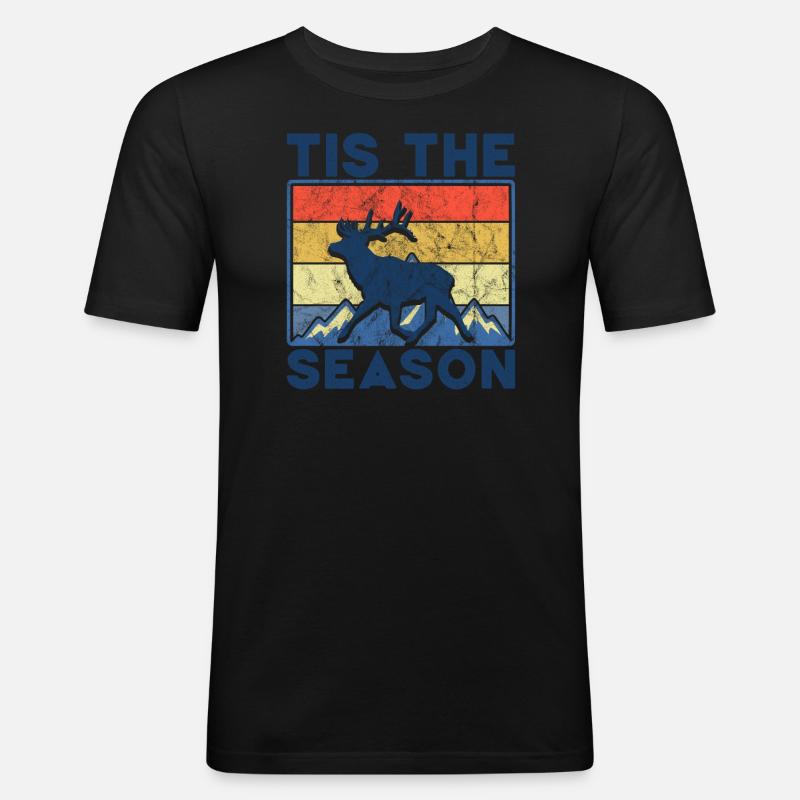 HIrschgeweih Hirschjagd Jagd Jagdsaison - Männer Slim Fit T-Shirt - Schwarz