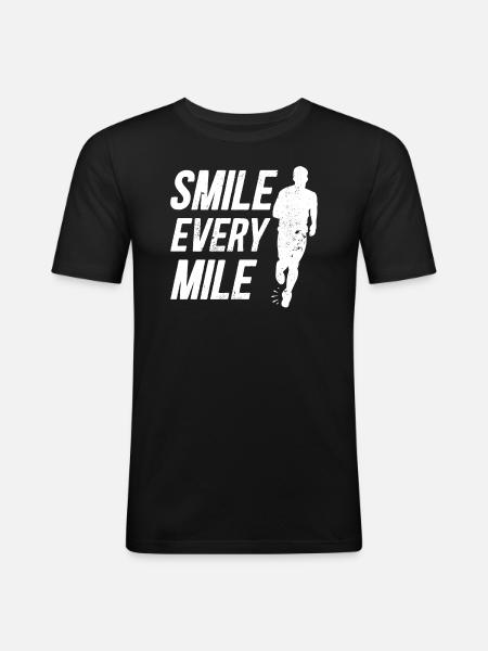Smile Every Mile Runner Quote - Men's Slim Fit T-Shirt - black