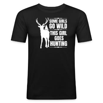 Hirschjagd Jägerin Spruch Jagd - Männer Slim Fit T-Shirt - Schwarz - Vorne - Nik (191cm)