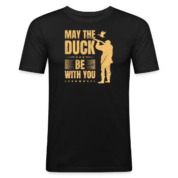 Citation de saison de chasse au canard Citation amusante - T-shirt près du corps Homme - noir - Devant - Nik (191cm)