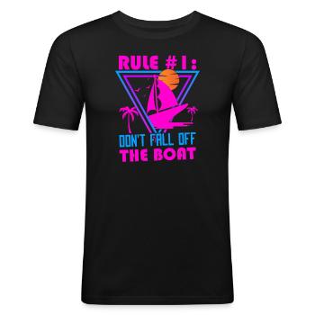 Drôle de voilier pour le capitaine du bateau - T-shirt près du corps Homme - noir - Devant - Nik (191cm)