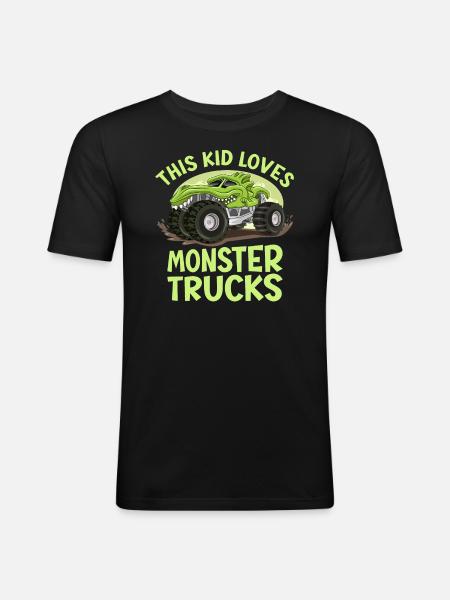 This kid loves monster trucks - Men's Slim Fit T-Shirt - black