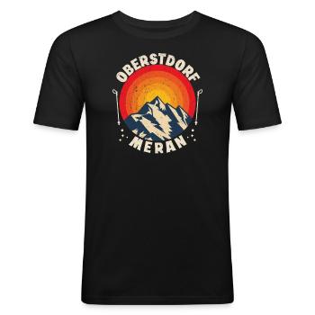 Traversée des Alpes Sentier de randonnée longue distance Oberstdorf Merano E5 - T-shirt près du corps Homme - noir - Devant - Nik (191cm)