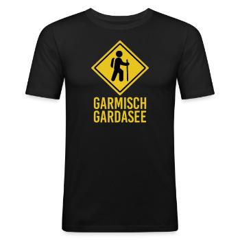 Alpenüberquerung Garmisch Gardasee - Männer Slim Fit T-Shirt - Schwarz - Vorne - Nik (191cm)